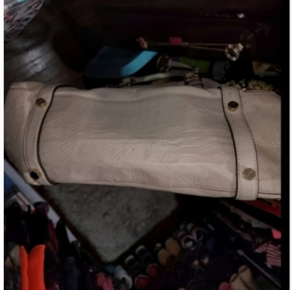 Michael Kors Beige Python Embossed Leather Bedford Satchel